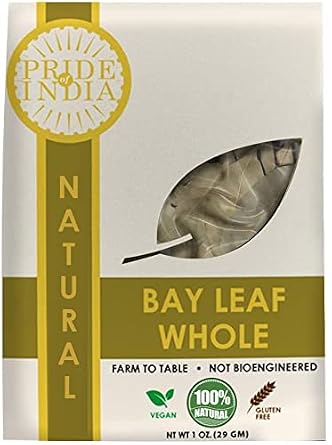 Pride Of India Natural Bay Leaf Whole- 1 oz 29 gm Resealable Pouch- Certified Pure & Premium Quality Whole Spice - Best used in Soups, Meats, Fish, Tacos etc- Offers Best Value for Money