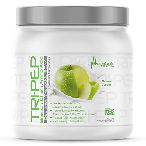 Metabolic Nutrition - TRIPEP - Tri-Peptide Branch Chain Amino Acid, BCAA Powder, Pre Intra Post Workout Supplement, Green Apple, 400 Grams (40 Servings)