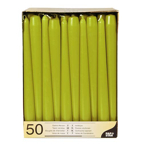 50 Candela lampadario Ø 2,2 cm · 25 cm verde oliva Papstar Candele verde oliva
