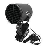 TRAVEL TIME 12V Turbo Fan Clip-On, Black – Universal for Most Vehicles, Variable Speed Control, Cooling Fan, Portable Fan for Cars, Trucks, and UTV's