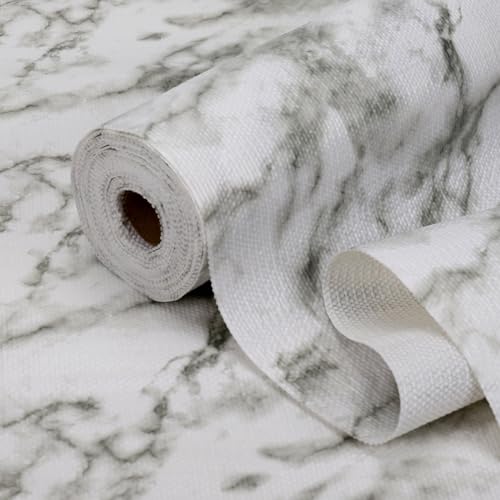 Drawer and Shelf Liner for Kitchen Cabinets, Non-Adhesive Strong Grip Thickened Cabinet Liners for Shelves, Non-Slip Mats Shelving Paper Protect Cupboard, Dresser, Pantry | Marble, 17.5