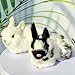 Basuo-9Q 2 Realistic Rabbits Figurines - Lifelike Easter Bunnies Stuffed Farm Animal Plush Dutch Rabbits Statue Photo Props Spring Home Decoration (White+Black&White)