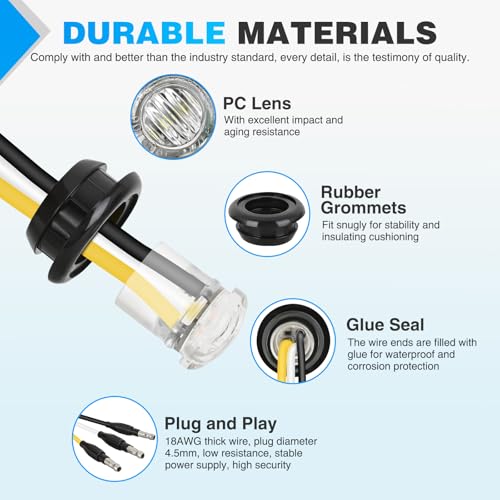 Image of Nilight 3 /4 Inch Dual Color Marker Light Amber Turn White Clearance Lights