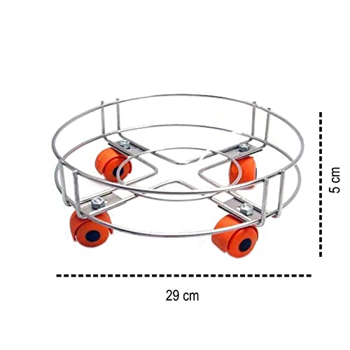 Image of Heavy Stainless Steel Gas Cylinder Trolley with Wheel | Gas Trolly | Lpg Cylinder Stand | Gas Trolly Wheel |Cylinder Trolley with Wheels | Gas Cylinder Trolley (Orange, 1)