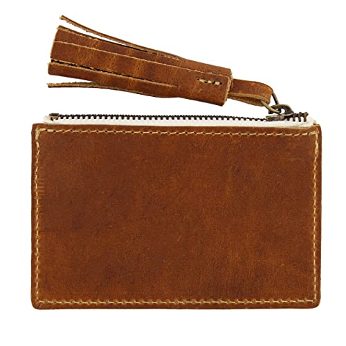 Zip Tassel Wallet - Coin Purse Card Holder, Made with Vintage Baseball Glove Leather - FC Goods2