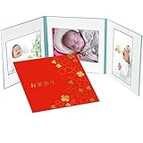 写真台紙 3面 6切 3枚 【クローバー 赤色 お宮参り ゴールド箔 中枠白色】3面六切 六切り 三面 アルバム 手作り 無地 中枠付き アルバム ベビー 御祝 お祝い 出産 赤ちゃん お宮参り 結婚 七五三 内祝い ギフト 日本製 クラウンハート