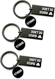 CREAMIC Admonish Keychain Key Buckle Key Rings Don't Do Stupid Shit from Mom Black Keychain Gift for