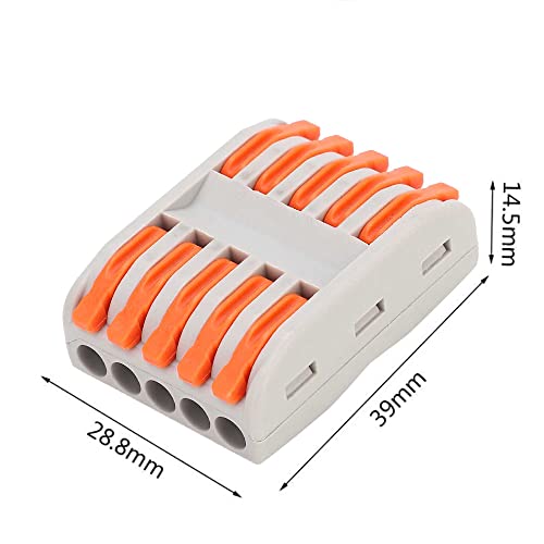 Image of Splicing Wire connectore - Electrical Wire Connectors - 5 to 5 Circuit Inline Splices - Fast Connection Terminal (4pcs, 5 to 5 Inline, Orange)