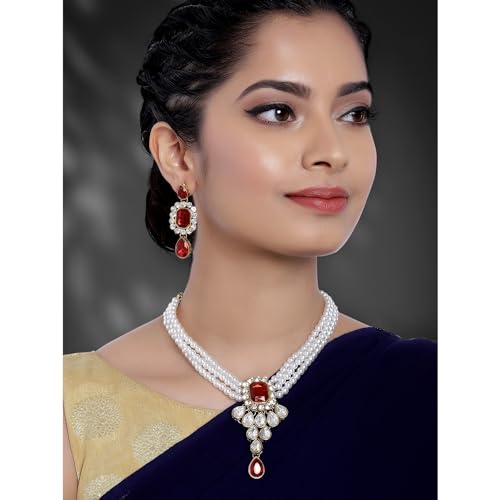 Image of Peora Crystal Faux Pearl Jewellery Gift Set for Women