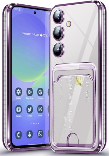 Coque fine antichoc pour Samsung A36 silicone violet et porte-carte