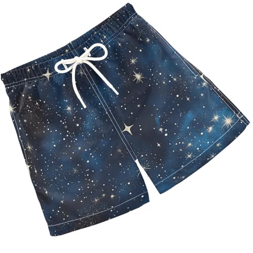 Pigsaly Boys Swim Trunks Stars Navy Blue Black Gradient Flashing Glitter Boys Board Shorts Swimsuit Swimwear 3T