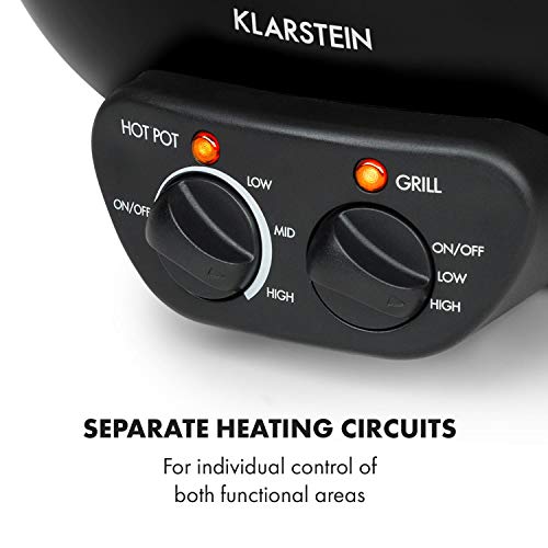 Klarstein Szechuan - Hot Pot und Grillplatte, Hot Pot Topf Volumen: 5 Liter, Hot Pot Grill 1350 Watt / 38 cm Ø, Grillplatte: 600 Watt / 22 cm Ø, Heizelement aus Aluminium, schwarz – Bild 3