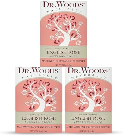 Dr. Woods English Rose Bar Soap with Organic Shea - 5.25 Oz, Pack of 3