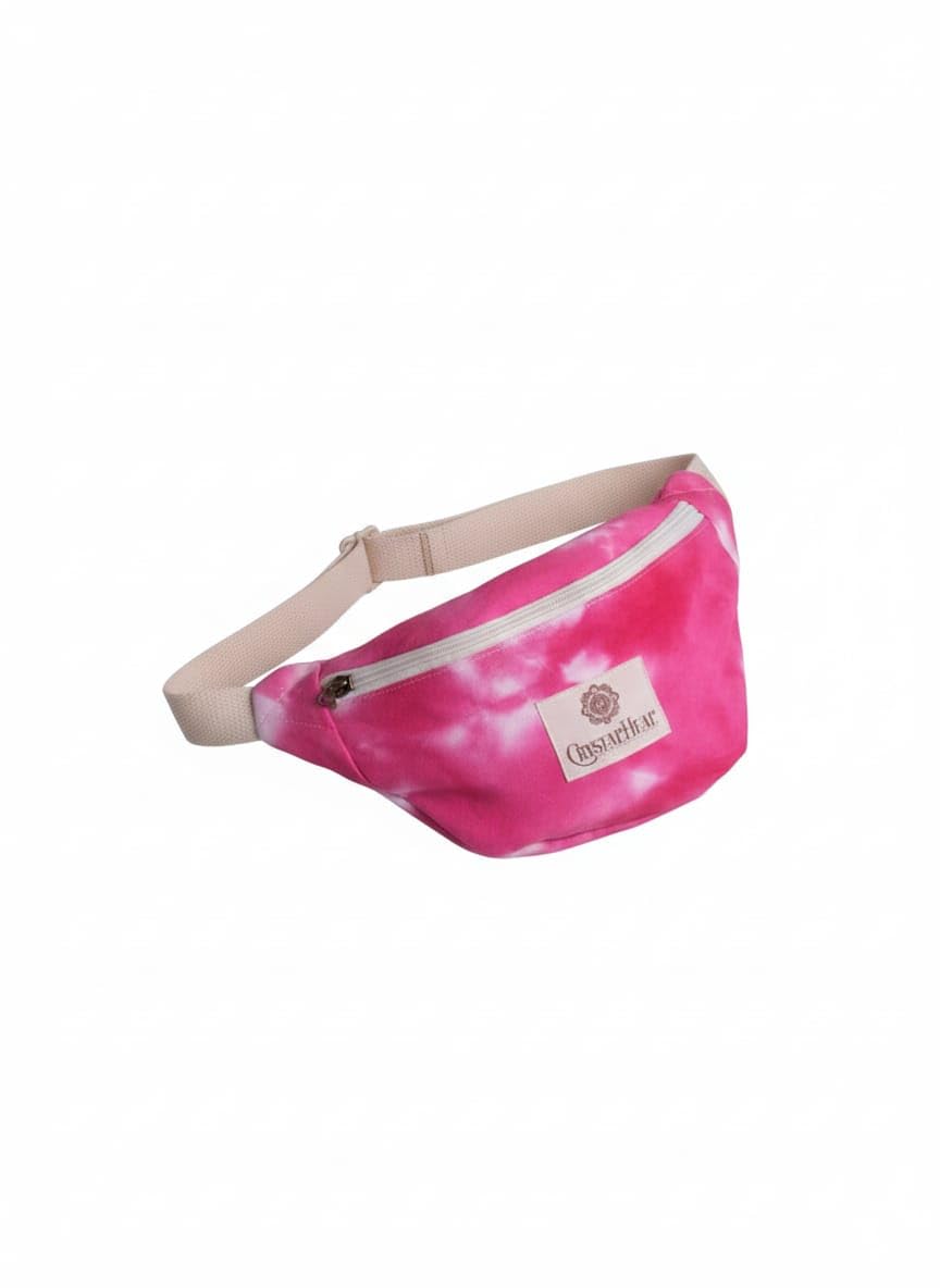 Tie Dye Fanny Pack – Boho Festival Waist Bag | Colorful Hippie Waist Pouch for Travel, Running & Everyday Use (Pink&White)-image-29