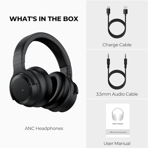Image of E7 Active Noise Cancelling Headphones Wireless Bluetooth Headphones with Rich Bass, Wireless Headphones with Clear Calls, Bluetooth 5.0, 30 Hours Playtime, Comfort Fit, Model 3