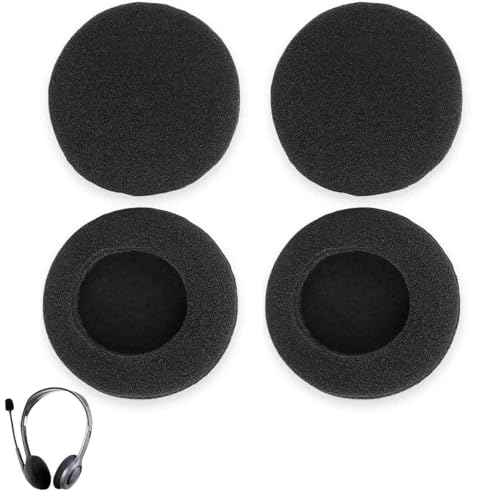 4pcs Almohadillas de Espuma de Repuesto para Auriculares H330 / H340 / H111 (50 mm), Color Negro