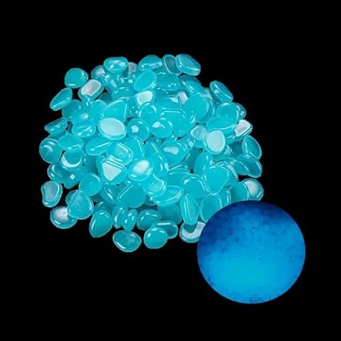 100pcs Glow in The Dark Pebbles Stones, DIY Decorative Luminous Stones, Blue Glowing Rocks for Garden Lawn Yard, Walkway, Pathway, Potted Plants, Fish Tank, Aquarium Cover