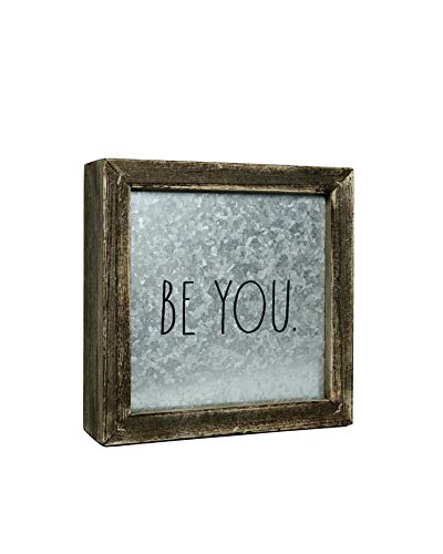 Rae Dunn “Be You” Desk Plaque - Inspirational Message Desktop Sign For Home And Office Décor - Motivational Vintage Display For Cubicle, Work Space - Chic Distressed Wood And Metal #TOP1