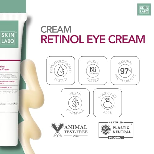 SkinLabo Retinol Eye Cream - Reduces Irritation, Minimises the Appearance of Fine Lines of the Eye Contour, with Microencapsulated Retinol, Hyaluronic Acid - 15 ml - Image 6