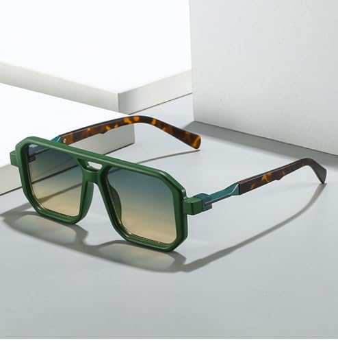 Lunettes de soleil carrées UV400 à double pont stylées et rétro - 2