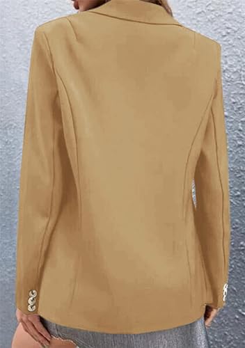 YMING Women's Long Sleeve Slim Suit Jacket Lapel Open Blazer Casual Button Down Work Office Cardigan Overcoats3