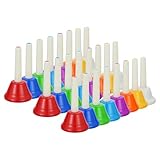 Queste campane a mano sono realizzate in plastica resistente, piastra fredda e metallo, leggere e robuste, resistenti allo sbiadimento, garantendo un uso a lungo termine. Queste campane musicali possono essere uno strumento educativo per migliorare il senso musicale, la coordinazione occhio-mano, la creatività e l'immaginazione. Con chiari segni di nota sul manico, questi campanelli possono semplificare l'apprendimento per i principianti, adatti per la pratica da solista, esibizioni di gruppo o legame genitore-figlio.