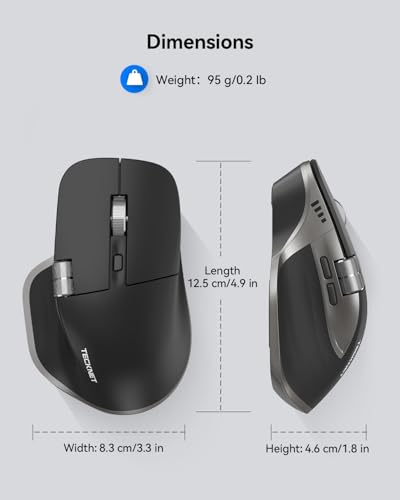 Image of TECKNET Wireless Mouse, Side Scroll Bluetooth Rechargeable, 3-Device