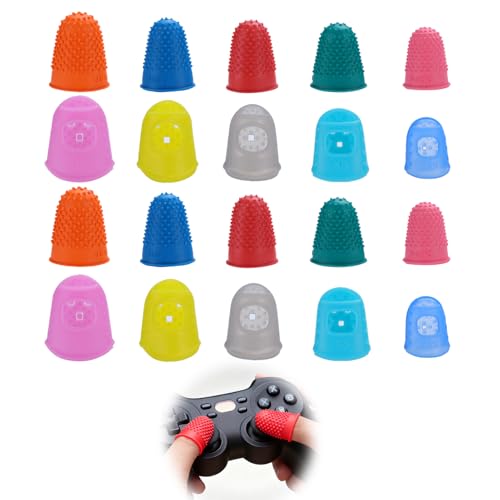 10 Pair (20 PCS) Rubber Thimble, Hand Sewing Silicone Finger Tips Protector Guard for Hand Sewing, Quilting, Knitting, Embroidery, Paperwork & Crafts (5 Sizes & 10 Colors)