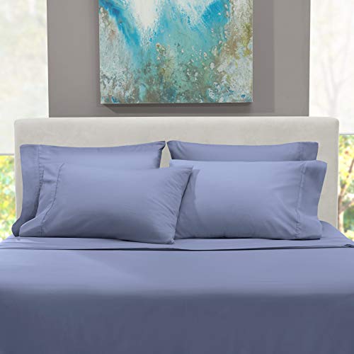 Hearth & Harbor Extra Deep Pocket King Size Sets - Fits Mattress 18-24 Inches Deep - Extra Deep Pocket Sheets - 6 Piece King Size - Steel Blue by Hearth & Harbor - Used condition - Image 7