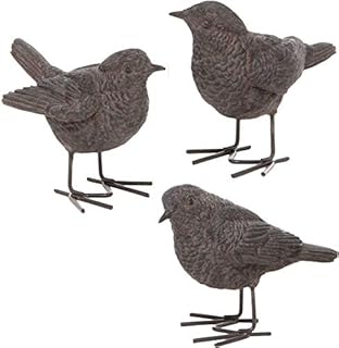 Set of 3 bronze effect WREN ornaments indoor or outdoor decoration, garden bird lover gift
