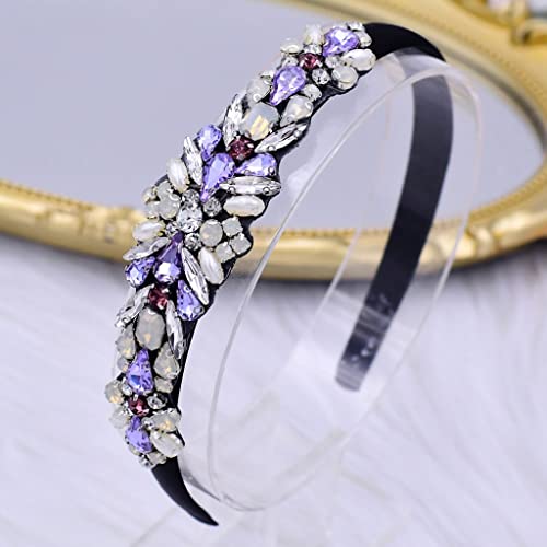 NXYJD Diamantes de imitación Hairbands Dance Party Diadema Colorful Stone Headhoop Wedding Headwear Cover