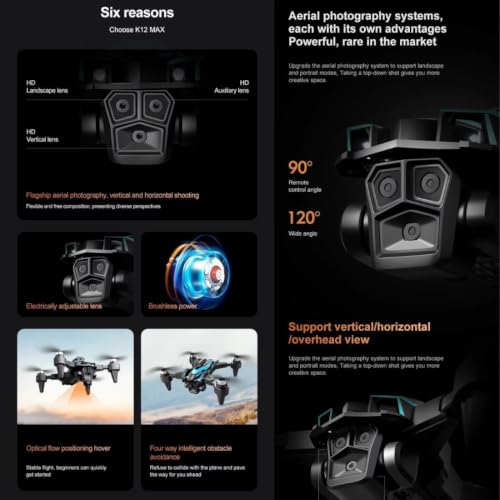 Image of Drones with Camera for Adults 4K, Brushless Motor Drone for Kids Beginners, FPV Foldable RC Drone with 2 Batteries, 45 Mins Long Flight Time, Beyond-Range Loss Alert for Kids and Adults. B3