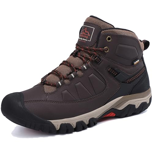 AX BOXING Botas Hombre Invierno Forradas Calientes Zapatillas Trekking Antideslizante Botas Senderismo Tamaño 41-46 EU(Marrón oscuro, 43 EU)