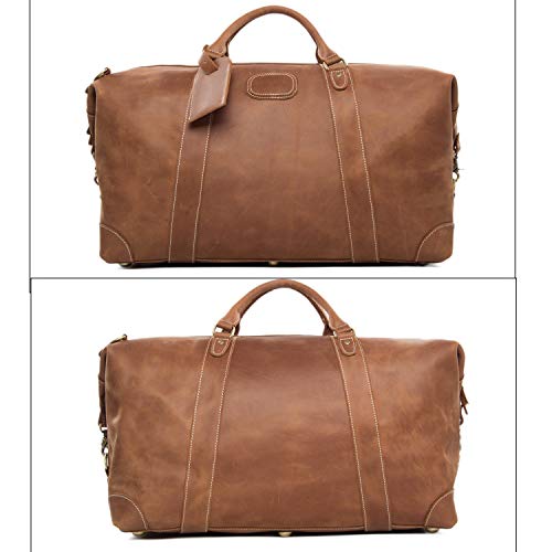 Leather Duffel Bag for Men Full Grain Leather Weekender Travel Duffle Bag Carry-on Luggage Bag