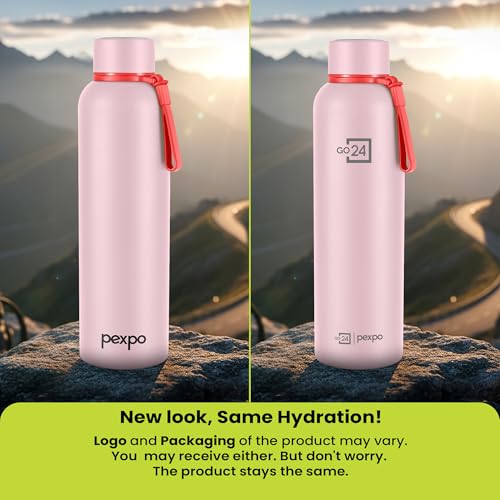 Image of Water Bottle 1 LTR Stainless Steel | Hot and Cold Flask | ISI Certified Steel Bottle | Three Layer Insulation | Leakproof | for Home, Office | 2-Year Warranty |Bravo 1000| Baby Pink