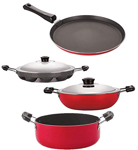 Image of Nirlon Non Stick Aluminium Pfoa Free Non-Toxic Durable Kitchenware Set of 4 Pieces (FT13 DKD(B) AP12 CS24)