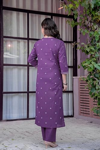 Image of PARTHVI Women's Pure Cotton Printed Straight Kurta Set with Palazzo Pants & Dupatta- Ethnic Wear, Red