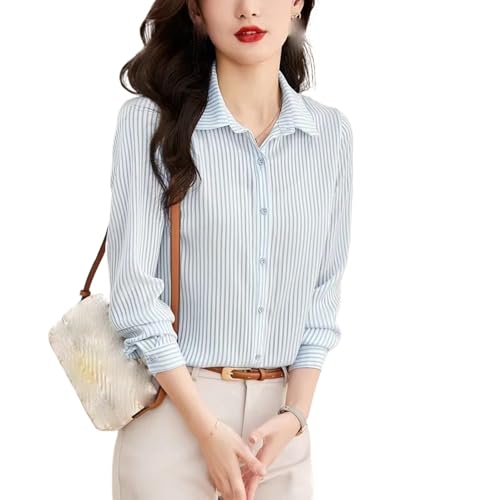 Chemise de bureau rayée femme manches longues style vintage coréen