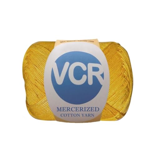 Image of VCR 4 Ply Goldenrod 100% Mercerized Cotton Yarn, 60 Grams Hank, 190 Meters Length, Cotton Combed Ball, Smooth and Glossy Crochet Yarn for Crochet and Knitting, Pack of 1, Suitable for DIY Crafts
