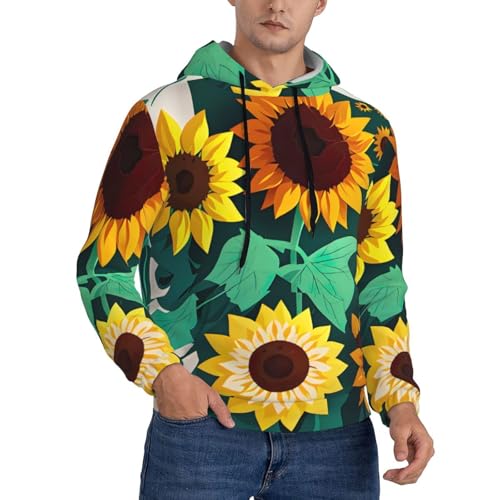 Sweat à capuche homme avec imprimé délicat tournesol finition haut de gamme