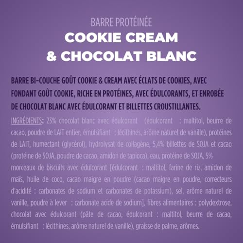 JOYFUEL Barre Protéinée - Goûts Chocolat Blanc & Cookie & Cream - <2g de sucre - 20g de protéines - Boîte de 12 barres X 55g – Image 6