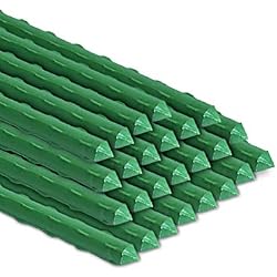 BOTINDO Garden Stakes 48 Inches Sturdy Green Plant Sticks 25 Pack, Metal Tomato Stakes Support, Yard Plant Support Cage for Potted Plants, Tomatoes, Trees, Cucumber, Fences, Beans (48 inch)