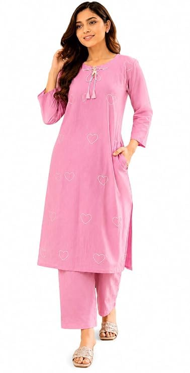 Women Pure Cotton Printed Kurti Pant Set-image-18