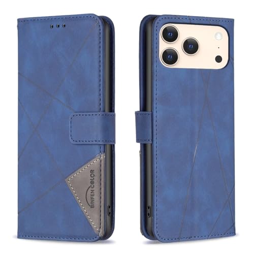 Étui portefeuille iPhone 14 Plus bleu, housse clapet cuir anti-choc