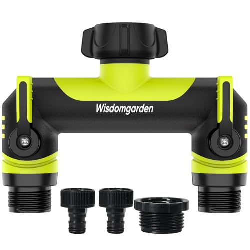 Wisdomgarden Distributore a 2 Vie, distributore dell'Acqua, Doppio Collegamento simultaneo di 2 dispositivi al Rubinetto, Adatto per interruttori di irrigazione e Tubi dell'Acqua, Verde con Nero