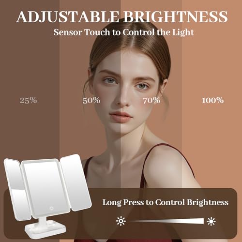 Espejo para maquillaje rectangular con luz y aumento miniatura 3