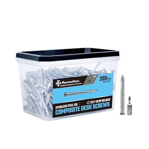FM FastenMon �R���|�W�b�g�f�b�L�X�N�����[�A316�X�e�����X�X�`�[���A#10 x 2�A300�� - PVC&�R���|�W�b�g�f�b�L�p�A�t���b�V���d�グ�L���b�v�w�b�h�A���o�[�X�X���b�h�AT20�X�^�[�h���C�u�A�r�b�g�t���A�O���[