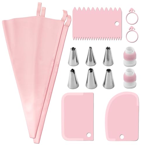 per decorare torte, sac à poche e set di ugelli,Sacchetti per tubazioni riutilizzabili da 15 pezzi, sicuri e facili da pulire - Kit di tubazioni per glassare la decorazione di torte per creazioni