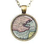 London Map Necklace -Vintage London, England- Vintage Map Series