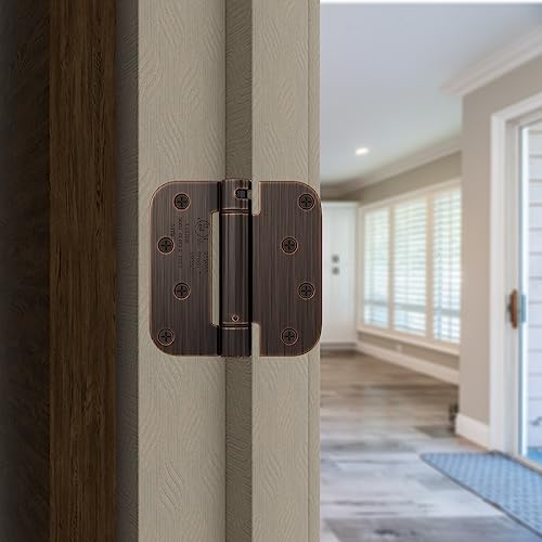 3Pack Bronze Door Hinges 4 Inch Self Closing Spring Door Hinge 5/8" Radius Corners Residential & Heavy-Duty Door Hinges Oil Rubbed Bronze Door Hinges Adjustable #TOP5